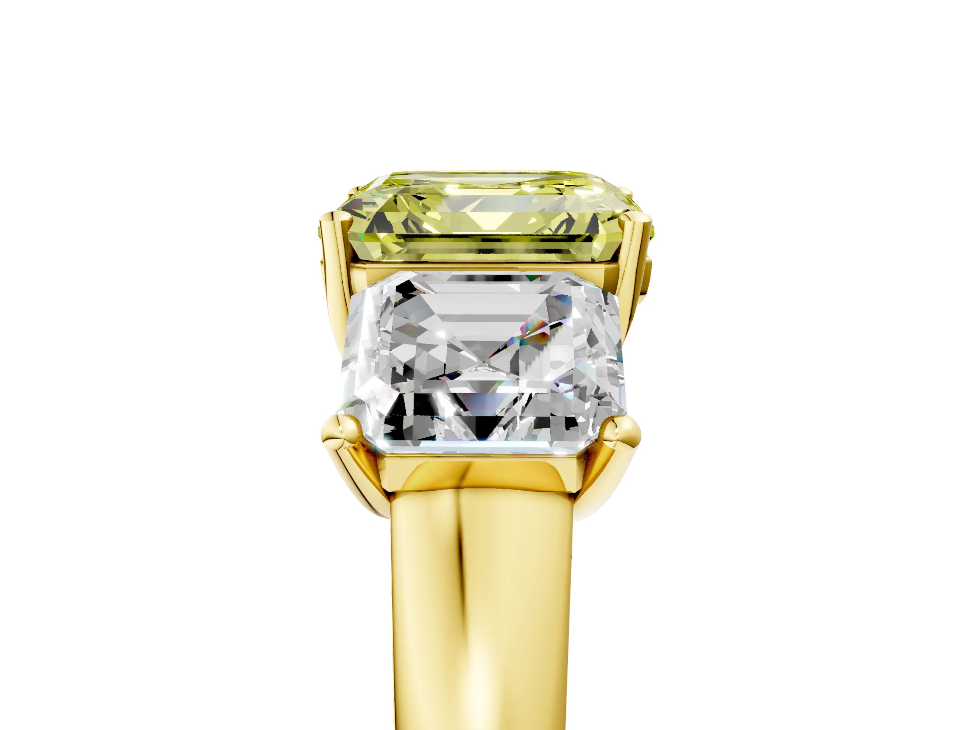 Yellow gold Three-Stone Fancy Yellow Asscher Cut Cut Solitaire Ring with Classic Prong Setting_5