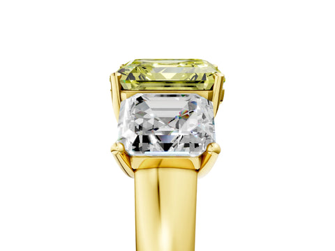 Yellow gold Three-Stone Fancy Yellow Asscher Cut Cut Solitaire Ring with Classic Prong Setting_5