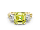 Yellow gold Three-Stone Fancy Yellow Asscher Cut Diamond Braided Band Ring with Four-Prong Setting_50
