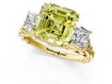 Yellow gold Three-Stone Fancy Yellow Asscher Cut Diamond Braided Band Ring with Four-Prong Setting_51