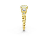 Yellow gold Three-Stone Fancy Yellow Asscher Cut Diamond Braided Band Ring with Four-Prong Setting_52