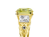 Yellow gold Three-Stone Fancy Yellow Asscher Cut Diamond Braided Band Ring with Four-Prong Setting_55