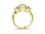 Yellow gold Three-Stone Fancy Yellow Asscher Cut Diamond Channel Set Engagement Ring with Prong Setting_15