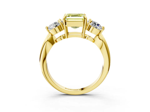 Yellow gold Three-Stone Fancy Yellow Asscher Cut Diamond Channel Set Engagement Ring with Prong Setting_3