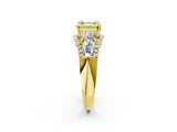 Yellow gold Three-Stone Fancy Yellow Asscher Cut Diamond Engagement Ring with Pave Band and Prong Setting_14