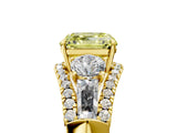 Yellow gold Three-Stone Fancy Yellow Asscher Cut Diamond Engagement Ring with Pave Band and Prong Setting_17