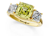Yellow gold Three-Stone Fancy Yellow Asscher Cut Diamond Engagement Ring with Prong Setting_4
