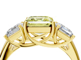 Yellow gold Three-Stone Fancy Yellow Asscher Cut Diamond Engagement Ring with Prong Setting_7