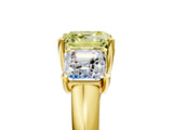 Yellow gold Three-Stone Fancy Yellow Asscher Cut Diamond Engagement Ring with Prong Setting_8