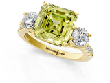 Yellow gold Three-Stone Fancy Yellow Asscher  Cut Diamond Pavé Band with Four-Prong Setting_1