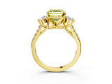 Yellow gold Three-Stone Fancy Yellow Asscher  Cut Diamond Pavé Band with Four-Prong Setting_3