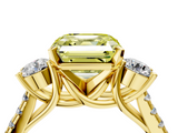 Yellow gold Three-Stone Fancy Yellow Asscher  Cut Diamond Pavé Band with Four-Prong Setting_4