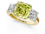 Yellow gold Three-Stone Fancy Yellow Asscher  Cut Diamond Ring with Channel-Set Band and Four-Prong Setting_18