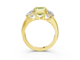 Yellow gold Three-Stone Fancy Yellow Asscher  Cut Diamond Ring with Channel-Set Band and Four-Prong Setting_20