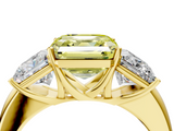 Yellow gold Three-Stone Fancy Yellow Asscher  Cut Diamond Ring with Channel-Set Band and Four-Prong Setting_21