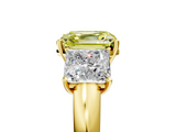 Yellow gold Three-Stone Fancy Yellow Asscher  Cut Diamond Ring with Channel-Set Band and Four-Prong Setting_22