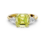 Yellow gold Three-Stone Fancy Yellow Asscher  Cut Diamond Ring with Pear Side Stones in Four-Prong Setting_17