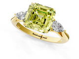 Yellow gold Three-Stone Fancy Yellow Asscher  Cut Diamond Ring with Pear Side Stones in Four-Prong Setting_18