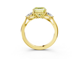 Yellow gold Three-Stone Fancy Yellow Asscher  Cut Diamond Ring with Pear Side Stones in Four-Prong Setting_20