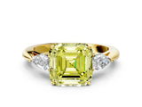 Yellow gold Three-Stone Fancy Yellow Asscher Cut Diamond Ring with Pear  Side Stones in Four-Prong Setting_48