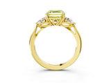 Yellow gold Three-Stone Fancy Yellow Asscher Cut Diamond Ring with Pear  Side Stones in Four-Prong Setting_51