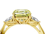 Yellow gold Three-Stone Fancy Yellow Asscher Cut Diamond Ring with Pear  Side Stones in Four-Prong Setting_52