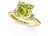 Yellow gold Three-Stone Fancy Yellow Asscher  Cut Diamond Solitaire with Prong Setting and Classic Band_1