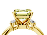 Yellow gold Three-Stone Fancy Yellow Asscher  Cut Diamond Solitaire with Prong Setting and Classic Band_4