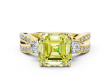 Yellow gold Three-Stone Fancy Yellow Asscher  Cut Diamond Twist Band with Prong Setting_17