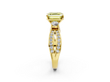 Yellow gold Three-Stone Fancy Yellow Asscher  Cut Diamond Twist Band with Prong Setting_19