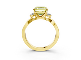 Yellow gold Three-Stone Fancy Yellow Asscher  Cut Diamond Twist Band with Prong Setting_20
