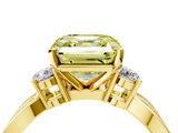 Yellow gold Three-Stone Fancy Yellow Asscher  Cut Diamond Twist Band with Prong Setting_21