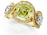 Yellow gold Three-Stone Fancy Yellow Asscher Cut Diamond Wave Pave Band with Prong Setting_1