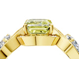 Yellow gold Three-Stone Fancy Yellow Asscher Cut Diamond Wave Pave Band with Prong Setting_4