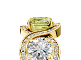 Yellow gold Three-Stone Fancy Yellow Asscher Cut Diamond Wave Pave Band with Prong Setting_5