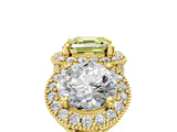 Yellow gold Three-Stone Fancy Yellow Asscher Cut Halo Diamond Milgrain Band with Four-Prong Setting_5