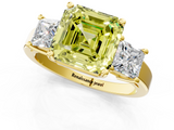 Yellow gold Three-Stone Fancy Yellow Asscher  Cut Solitaire Ring with Prong Setting_4