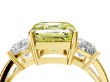 Yellow gold Three-Stone Fancy Yellow Asscher  Cut Solitaire Ring with Prong Setting_7