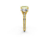 Yellow gold Three-Stone Fancy Yellow Asscher  Diamond Milgrain Pave Band with Prong Setting 3