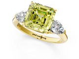 Yellow gold Three-Stone Fancy Yellow Asscher  Diamond Ring with Pear Side Stones in Four-Prong Setting_19