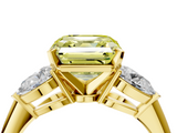 Yellow gold Three-Stone Fancy Yellow Asscher  Diamond Ring with Pear Side Stones in Four-Prong Setting_22