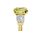 Yellow gold Three-Stone Fancy Yellow Asscher  Diamond Ring with Pear Side Stones in Four-Prong Setting_23