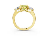 Yellow gold Three-Stone Fancy Yellow Cushion  Brilliant Cut Solitaire Ring with Prong Setting on a Classic Band 4