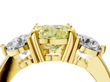Yellow gold Three-Stone Fancy Yellow Cushion  Brilliant Cut Solitaire Ring with Prong Setting on a Classic Band 5