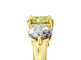 Yellow gold Three-Stone Fancy Yellow Cushion  Brilliant Cut Solitaire Ring with Prong Setting on a Classic Band