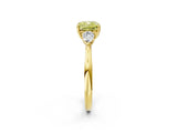 Yellow gold Three-Stone Fancy Yellow Cushion Cut Brilliant Diamond Solitaire Ring with Tapered Band and Four-Prong Setting_8