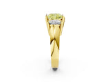 Yellow gold Three Stone Fancy Yellow Cushion Cut Cut Channel Set Diamond Ring_2