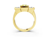 Yellow gold Three Stone Fancy Yellow Cushion Cut Cut Channel Set Diamond Ring_3