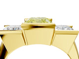 Yellow gold Three Stone Fancy Yellow Cushion Cut Cut Channel Set Diamond Ring_4