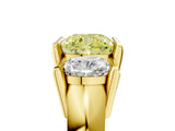 Yellow gold Three Stone Fancy Yellow Cushion Cut Cut Channel Set Diamond Ring_5
